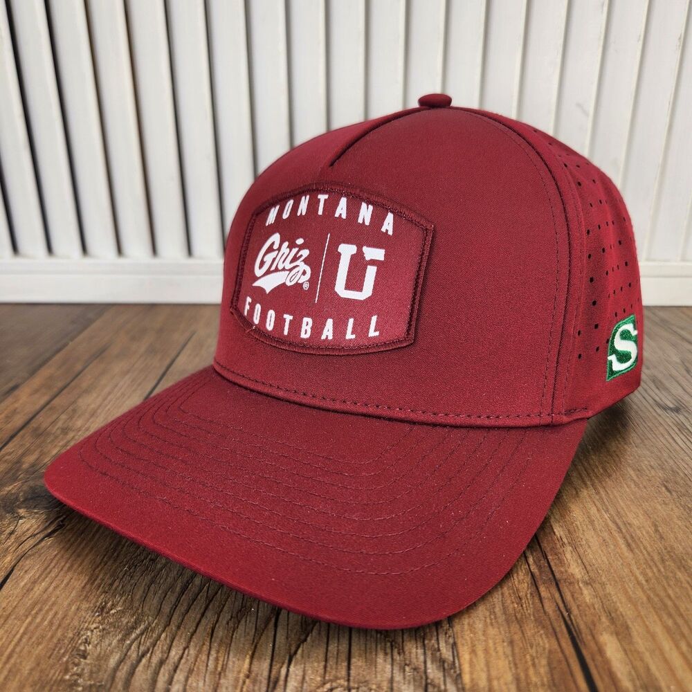 UPTOP Montana Griz Football Stockman Bank Snapback Hat Maroon Performance Cap